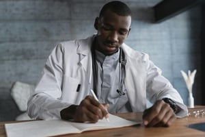 Occupational medicine provider assessing an injured worker